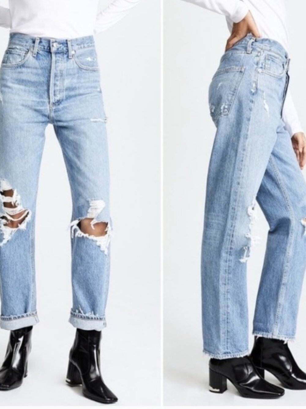 Agolde 90s Mid Rise Loose Jeans Distressed Baggy Grunge Size 25